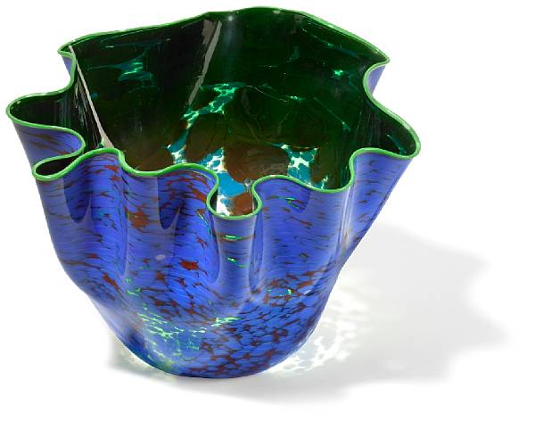 Appraisal: Property of various owners Macchia hand blown glass with green