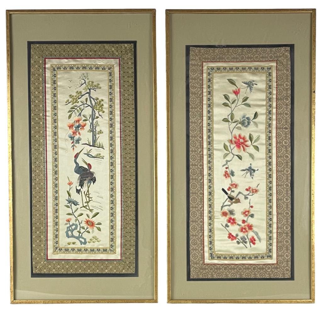 Appraisal: Chinese Silk Embroideries On PaperEach frame measures x Pieces are