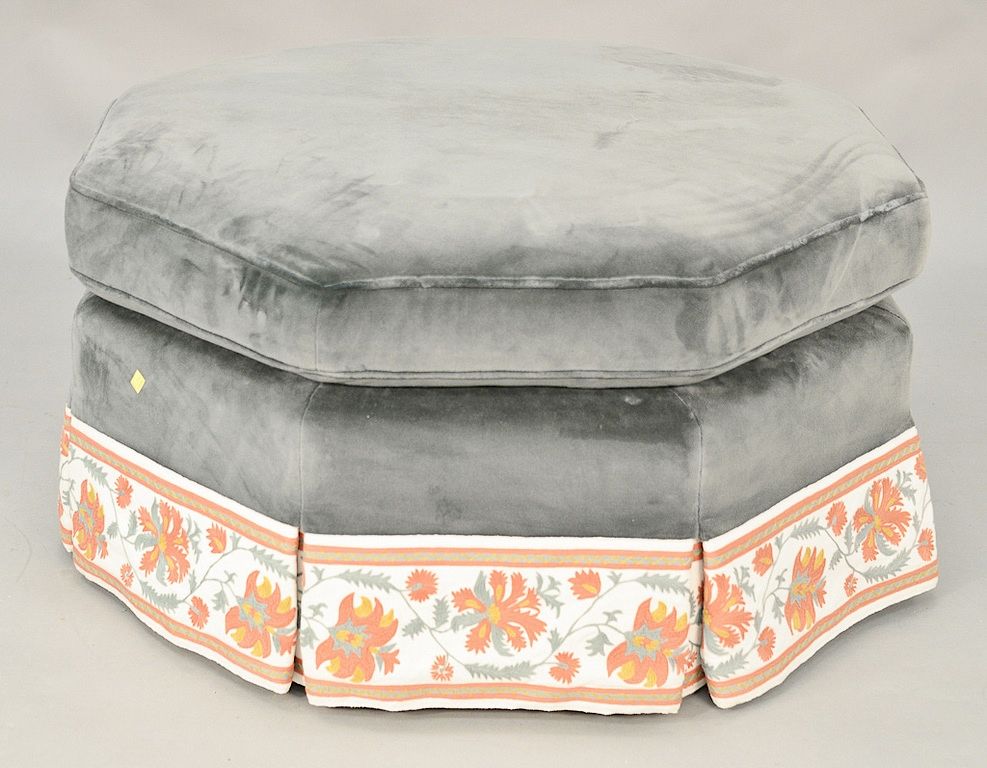 Appraisal: Upholstered ottoman dia in Provenance From the Estate of Deborah