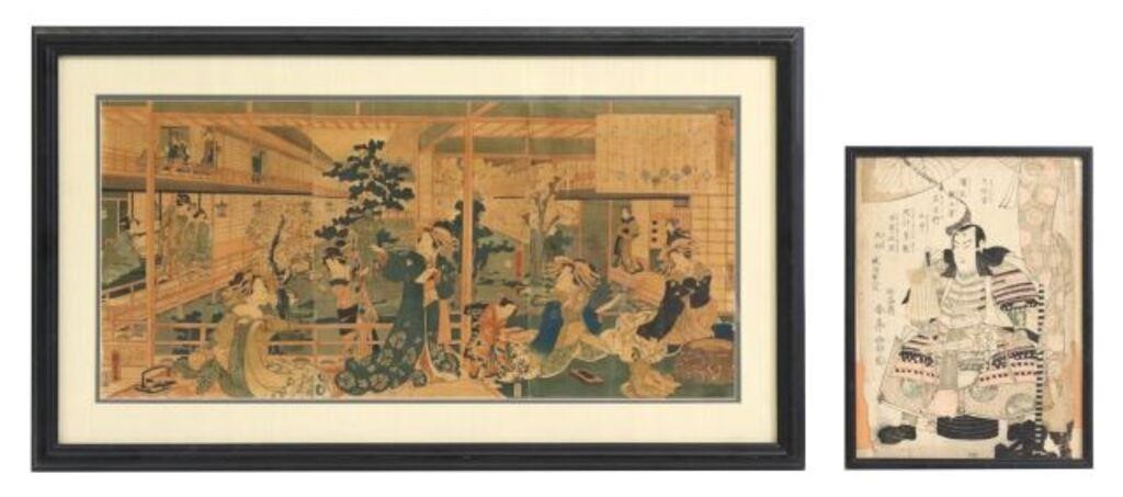 Appraisal: lot of Framed Japanese woodblock prints on paper including triptych