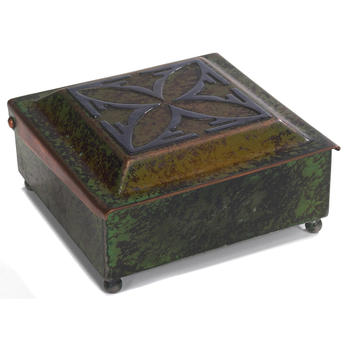 Appraisal: Heintz box sterling on bronze applied design