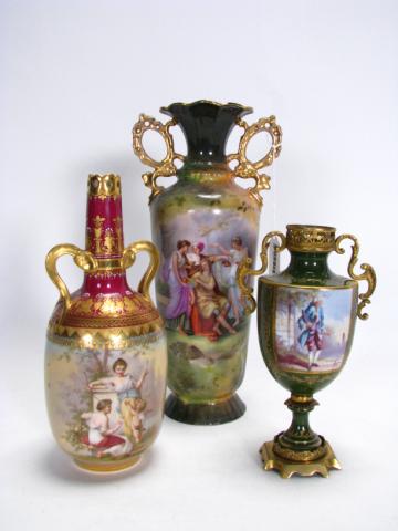 Appraisal: Three Victorian porcelain vases including beehive Austria double handled bottle