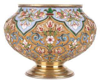 Appraisal: RUSSIAN SILVER ENAMEL BRATINA KHLEBNIKOV A RUSSIAN SILVER GILT AND