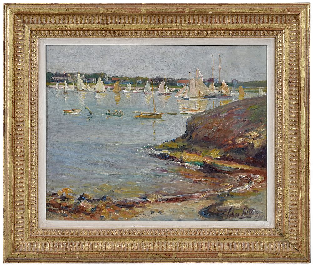 Appraisal: John Rettig Ohio - Yacht Race Marblehead signed lower right