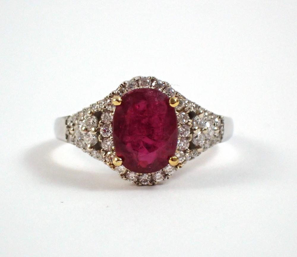 Appraisal: RUBY DIAMOND AND FOURTEEN KARAT GOLD RING The k white