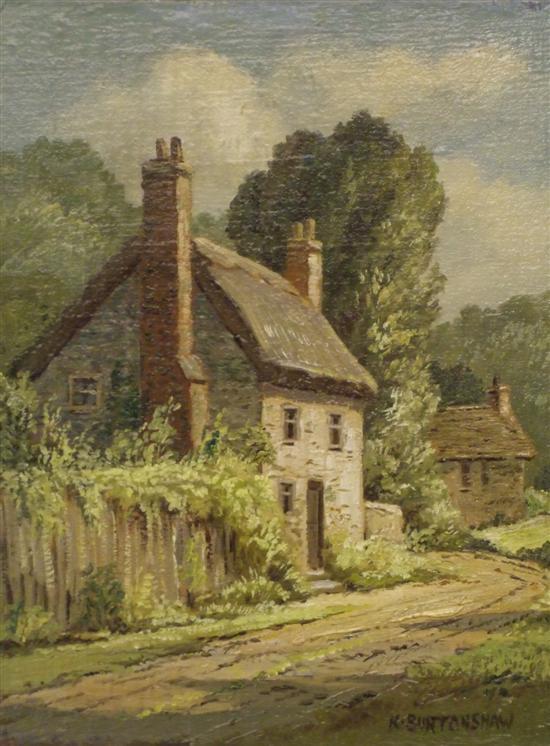 Appraisal: Keith Burtonshaw five oils on board of unknown English cottages