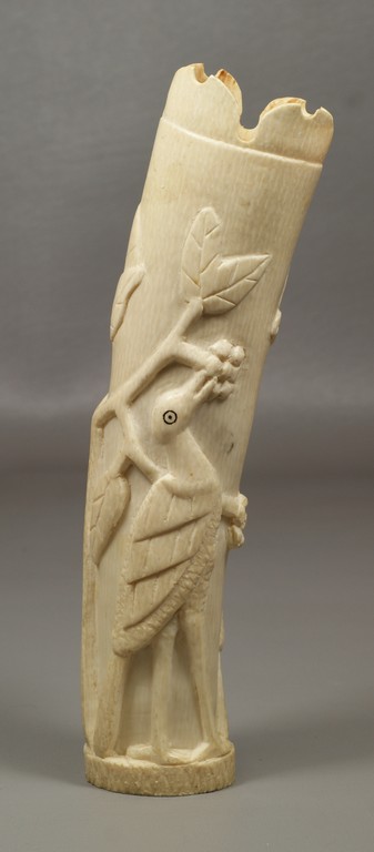 Appraisal: African Carved Ivory Bird Vase - h