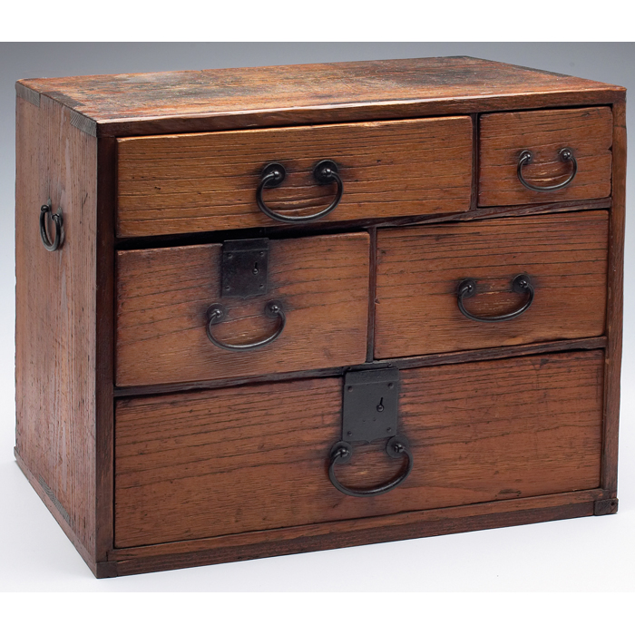 Appraisal: Asian chest tabletop form with original finish and hardware w