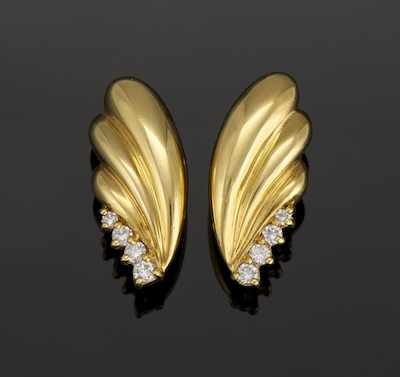 Appraisal: A Pair of Ladies' k Gold and Diamond Earrings k