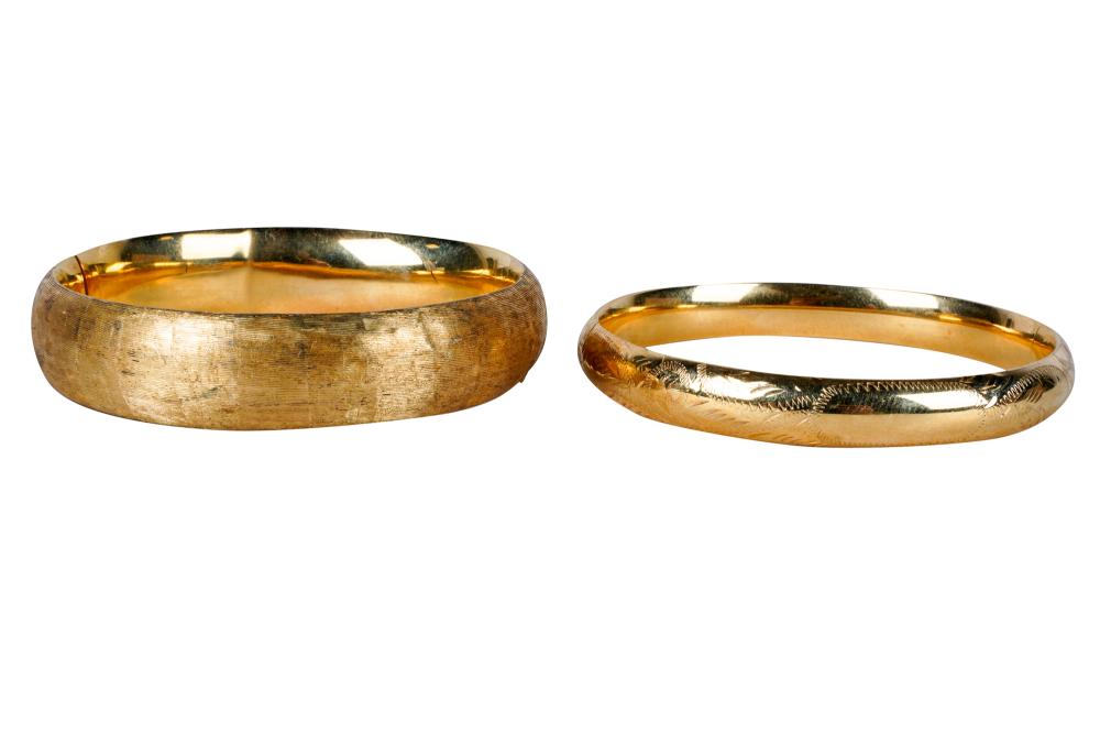 Appraisal: TWO KARAT YELLOW GOLD BANGLES grams total Condition both with