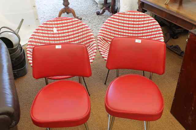 Appraisal: A PAIR OF 'S RED AND WHITE WOVEN CHAIRS on