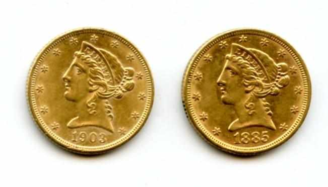 Appraisal: and Both coins show light wear from a very short