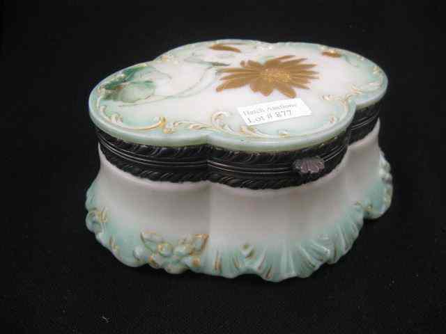 Appraisal: Pairpoint Art Glass Dresser Box floral decor green gold signed