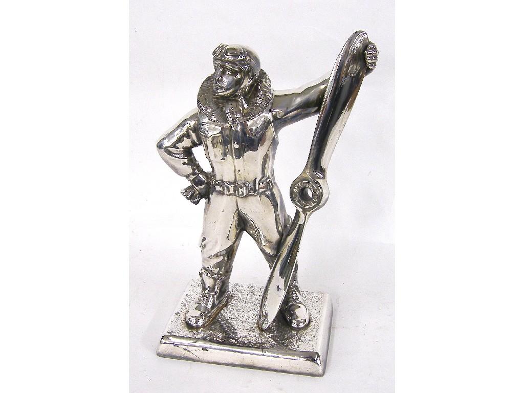 Appraisal: Novelty silvered figural table lighter modelled as a World War