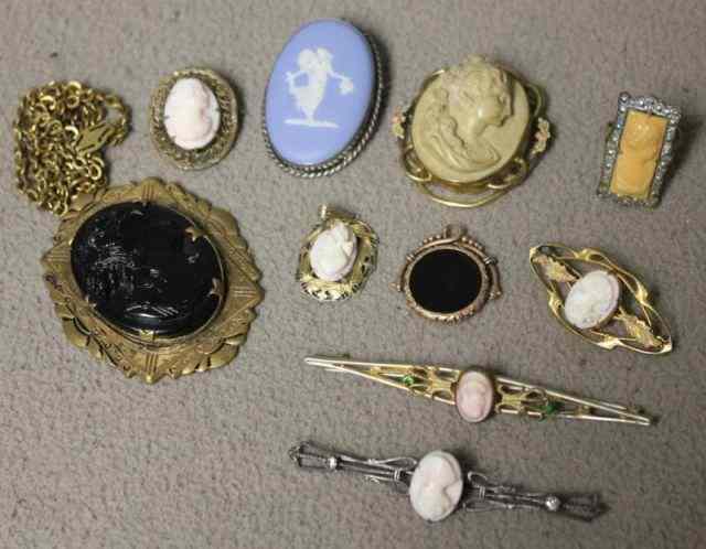 Appraisal: Cameo Jewelry Lot Includes kt pendants a possibly sterling pendant