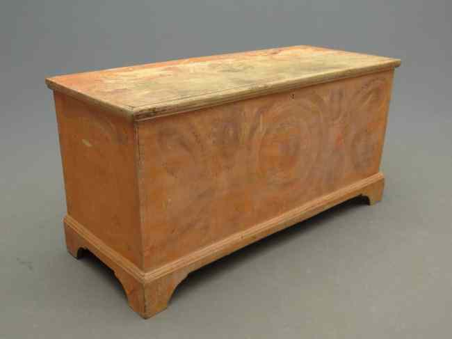 Appraisal: th c blanket box in salmon paint '' W ''