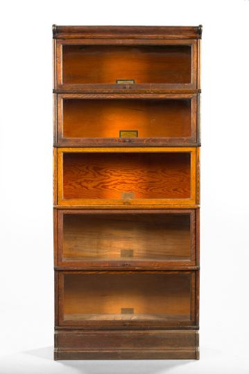 Appraisal: American Oak Five-Stack Barrister's Bookcase early th century labeled The