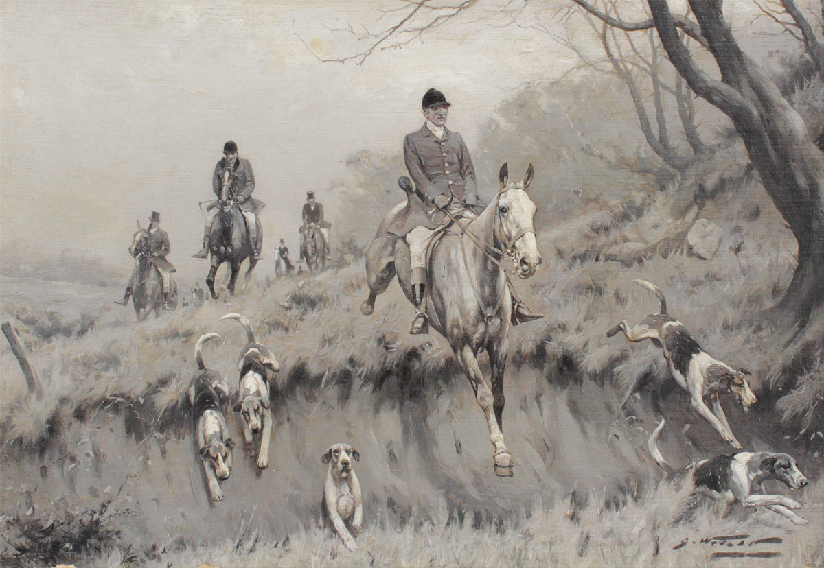 Appraisal: WRIGHT George British - ''Fox Hunt Scene Oil Canvas in