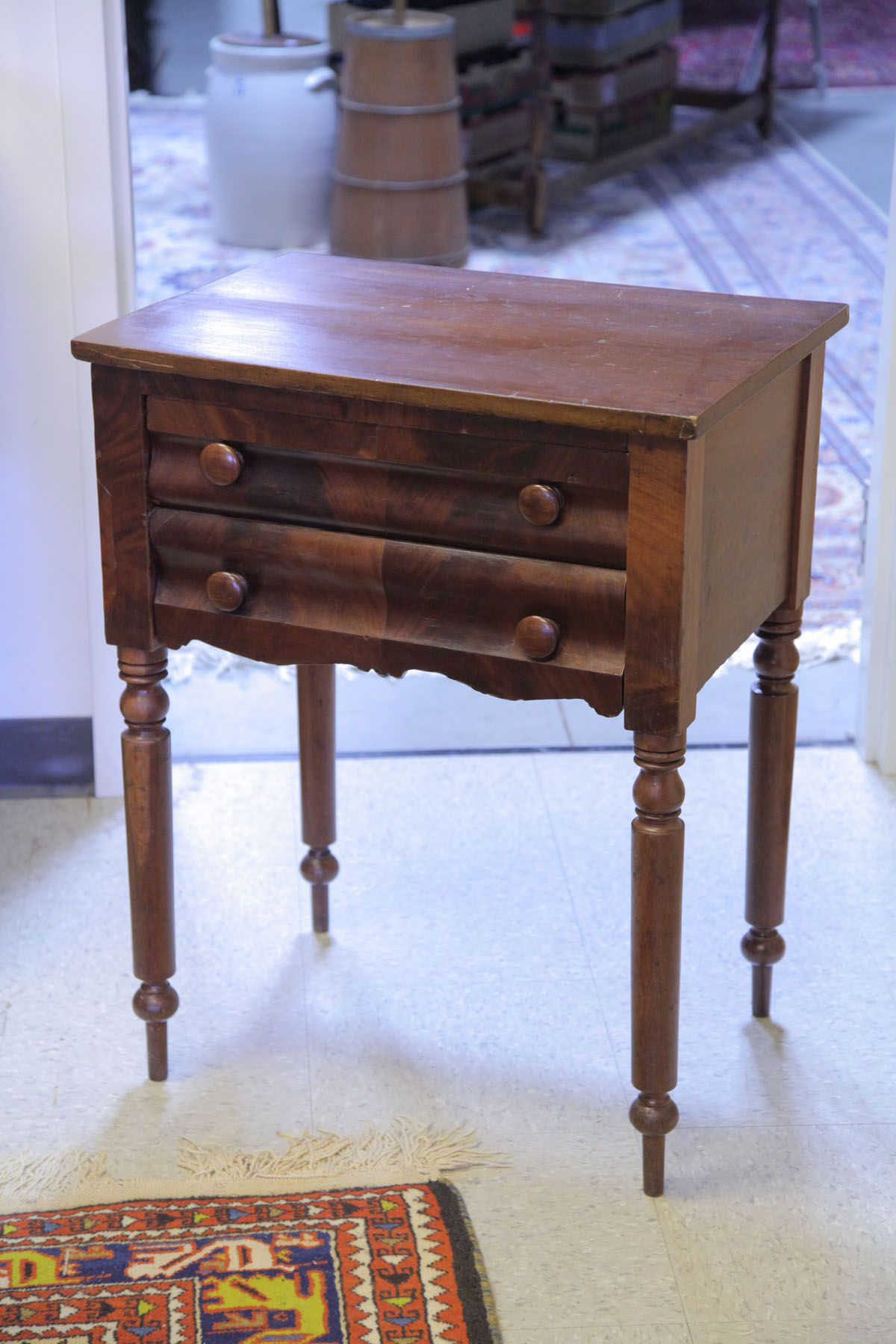 Appraisal: TWO DRAWER STAND American mid th century Cherry stand having