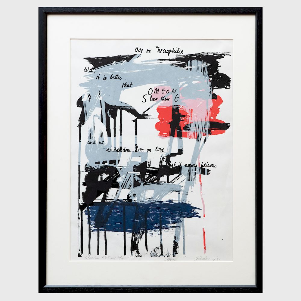 Appraisal: Michael Goldberg - Untitled from Odes Screenprint in colors on