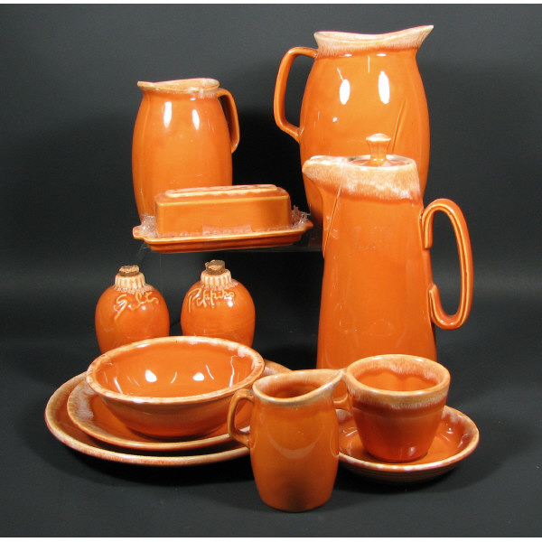 Appraisal: Hull Tangerine House Garden Lot of thirty-four House Garden dinnerware