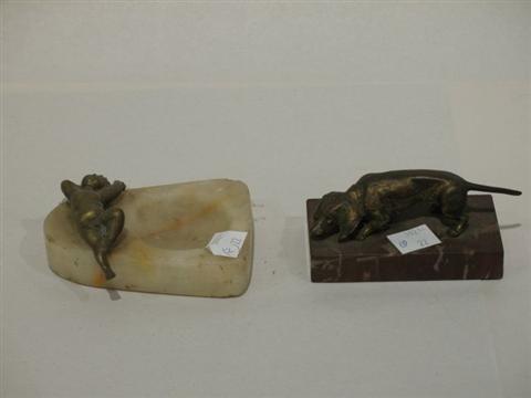 Appraisal: BRONZE FIGURE OF DACHSUND AND A MODEL OF A BRONZE