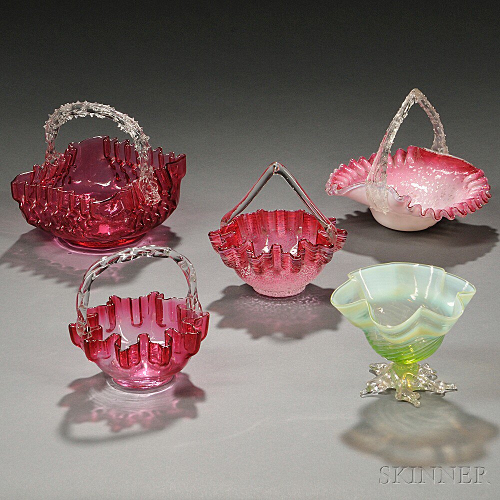 Appraisal: Five Pieces of Glass Tableware a small finger bowl with