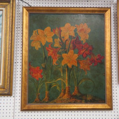 Appraisal: W Gasch oil lillies signed dated on board image area