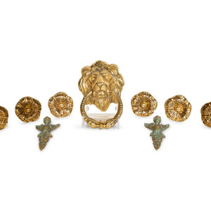 Appraisal: Nine Gilt Metal Ornaments Late th and th Century comprising