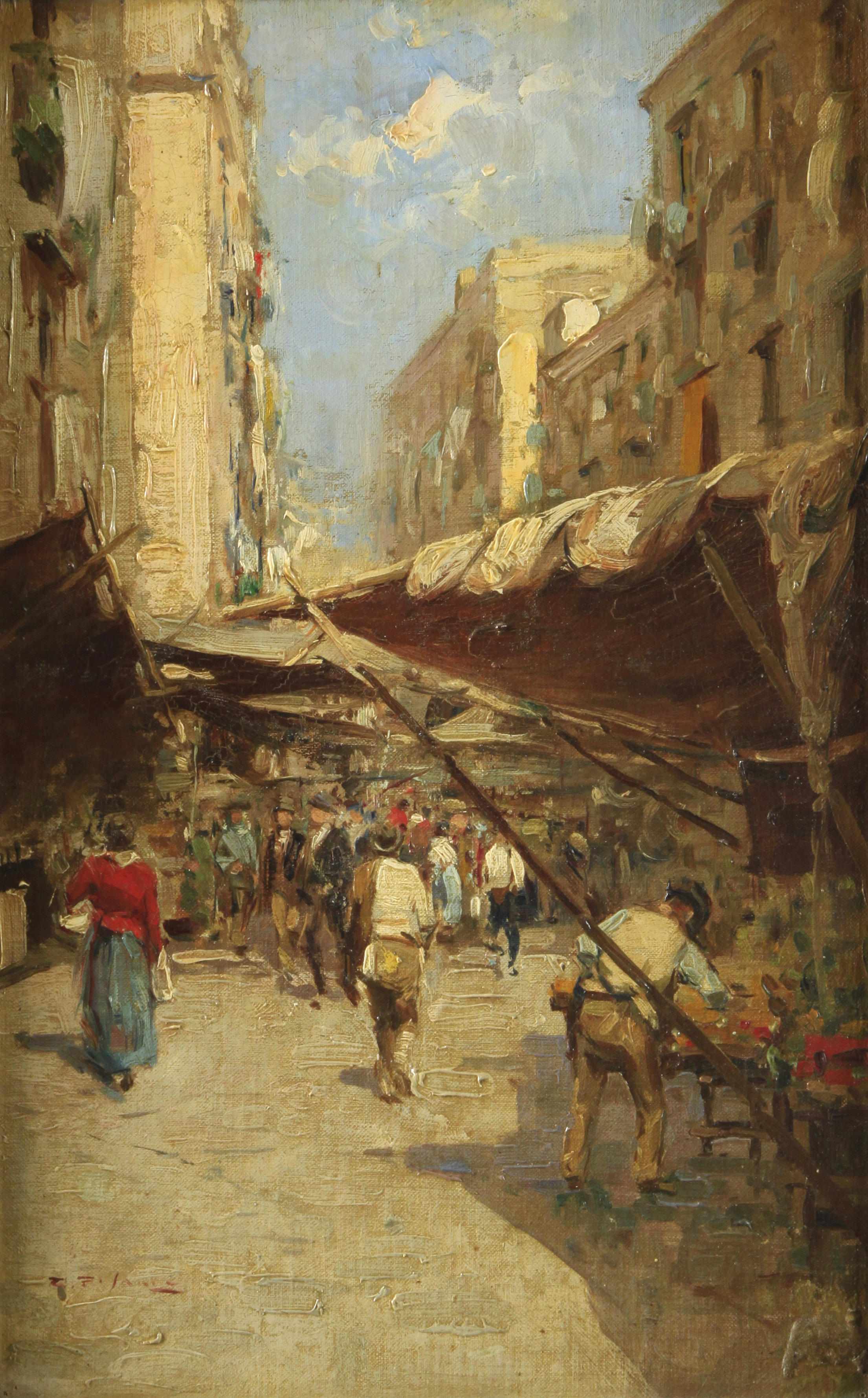 Appraisal: Italian School A village market scene signed indistinctly 'C F