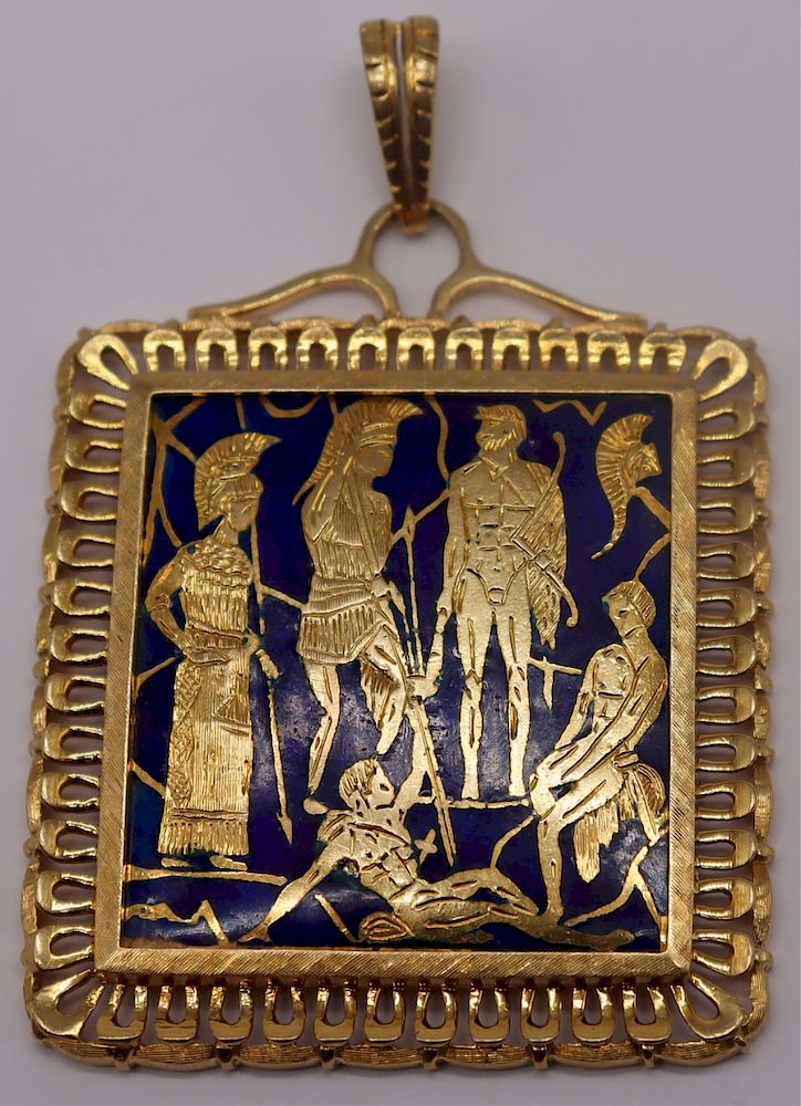 Appraisal: JEWELRY Italian BREV kt Gold and Enamel Pendant Italian kt