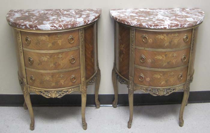 Appraisal: A PAIR OF LOUIS XV STYLE PETITE COMMODES American th