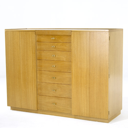 Appraisal: DUNBAR Gentleman's chest with lift-top mirror seven drawers two fold-out