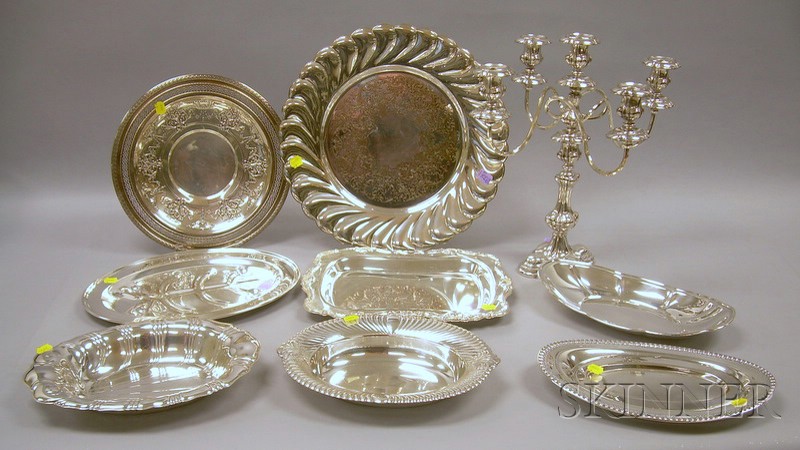 Appraisal: Large Group of Silver Plated and Weighted Sterling Serving and