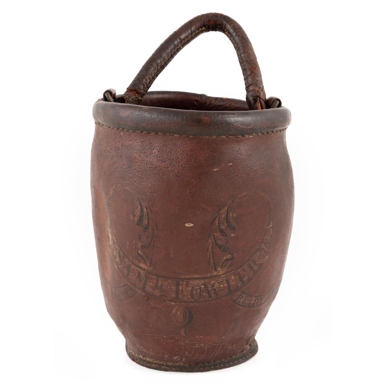 Appraisal: TH C AMERICAN SAMUEL FOWLER LEATHER FIRE BUCKET American brown