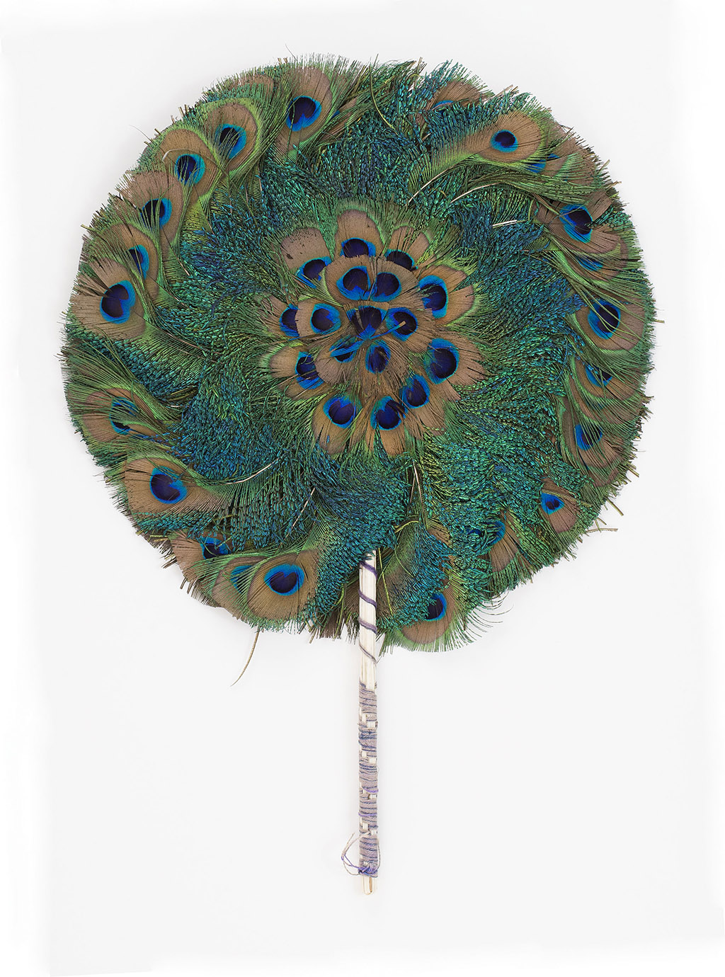 Appraisal: PEACOCK FEATHER FIXED HAND FAN Chinese Late th CenturyA circular