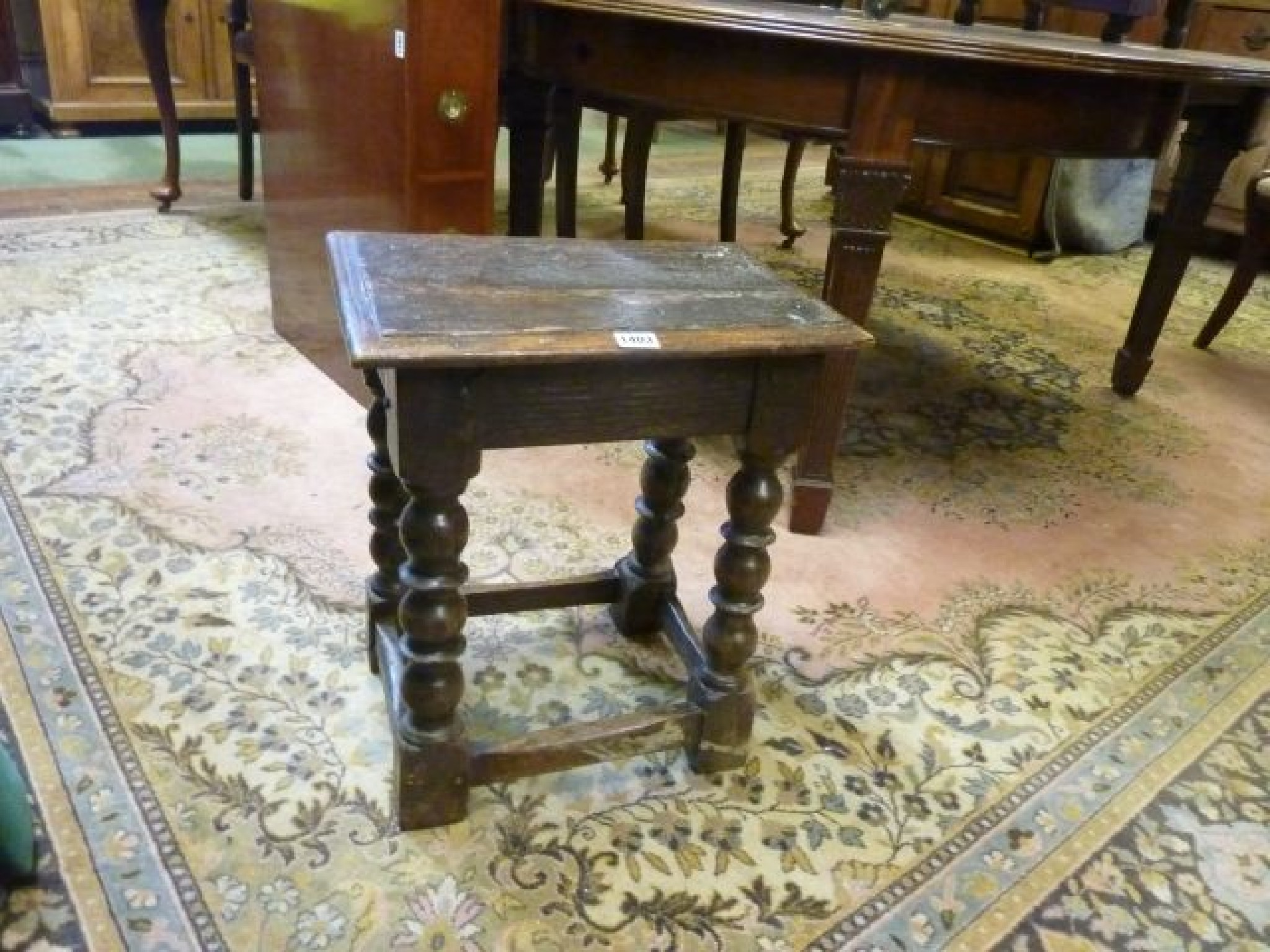 Appraisal: An Old English oak joint stool on bobbin turned supports