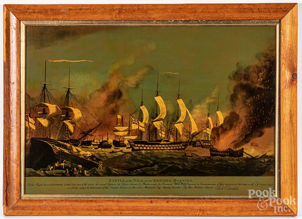 Appraisal: Reverse print on glass Battle of the Nile Reverse print