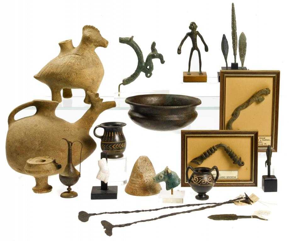 Appraisal: A GROUP OF POTTERY BRONZE AND OTHER ANTIQUITIES including two