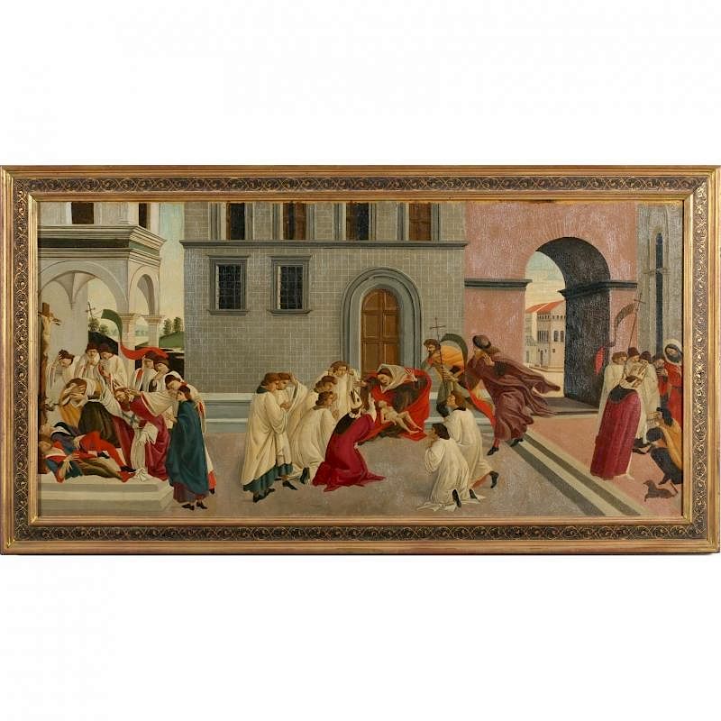 Appraisal: after Sandro Botticelli Three Miracles of Saint Zenobius oil on