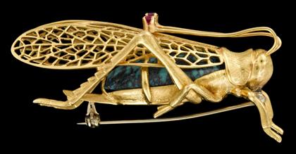 Appraisal: karat yellow gold 'grasshopper' broochTurquoise torso set in yellow gold