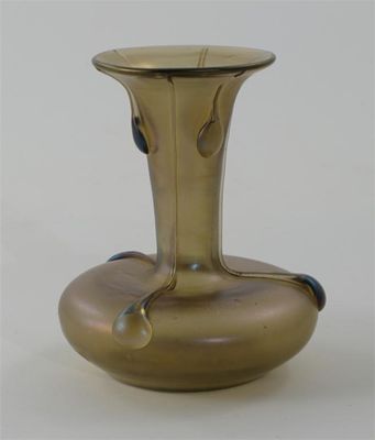 Appraisal: A Loetz iridescent glass vase compressed form with flaring cylindrical