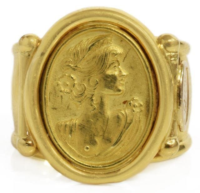 Appraisal: Italian kt yellow gold cameo cigar band ring semi adjustable