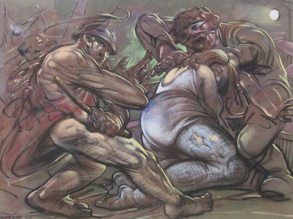 Appraisal: PETER HOWSON b Pastel 'Torture' signed and dated x