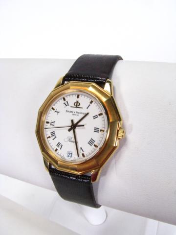 Appraisal: Baume Mercier k yellow gold case gentleman's wristwatch with brown