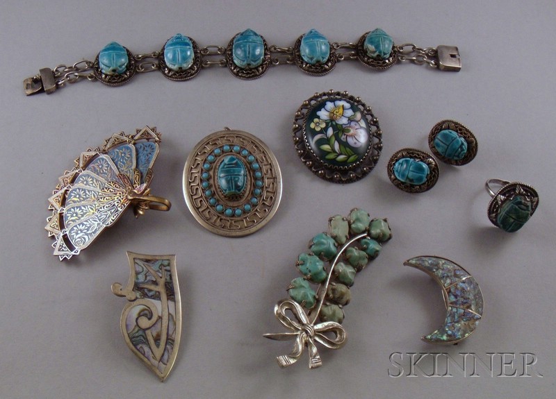 Appraisal: Small Group of Assorted Mostly Silver Jewelry including an Egyptian