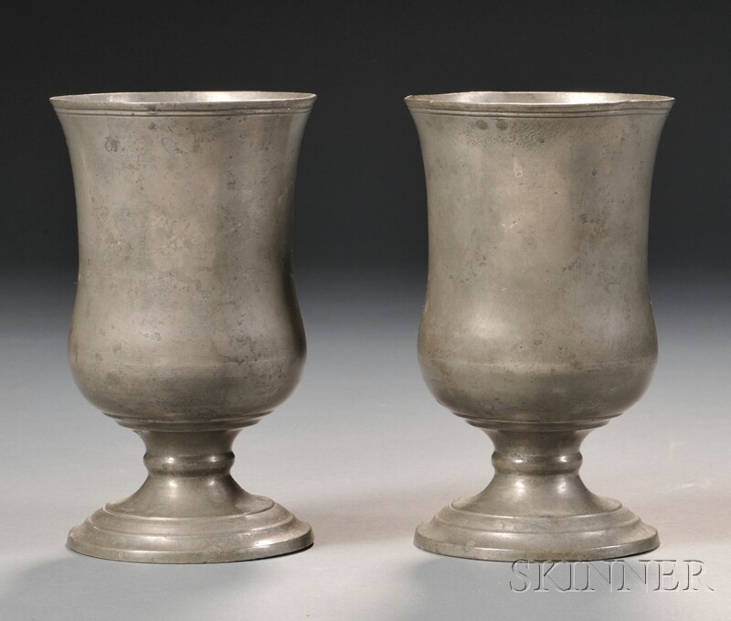 Appraisal: Two Pewter Chalices Israel Trask Beverly Massachusetts c - baluster-form