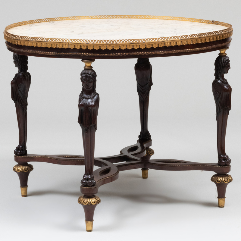 Appraisal: LOUIS XVI STYLE GILT-BRONZE-MOUNTED MAHOGANY GU RIDON AFTER A MODEL