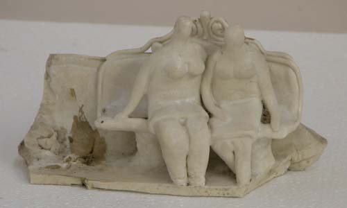 Appraisal: Two Women on Park Bench Ceramic on Ceramic Caplan Jerry