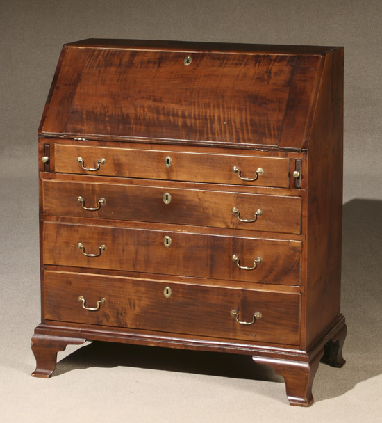 Appraisal: Chippendale Figured Maple Slant-Front Desk Rhode Island Circa Repairs where